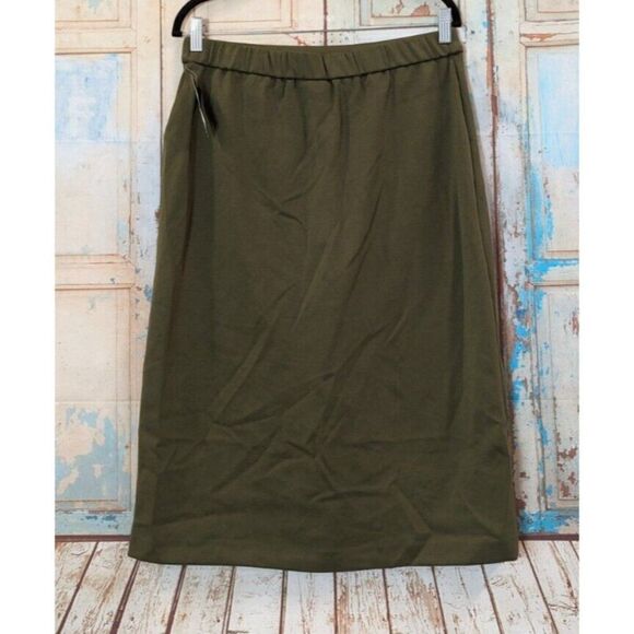 Alfani 100128584MS Womens Size Medium Avocado Elastic Waist Knee Length Skirt - Picture 3 of 9